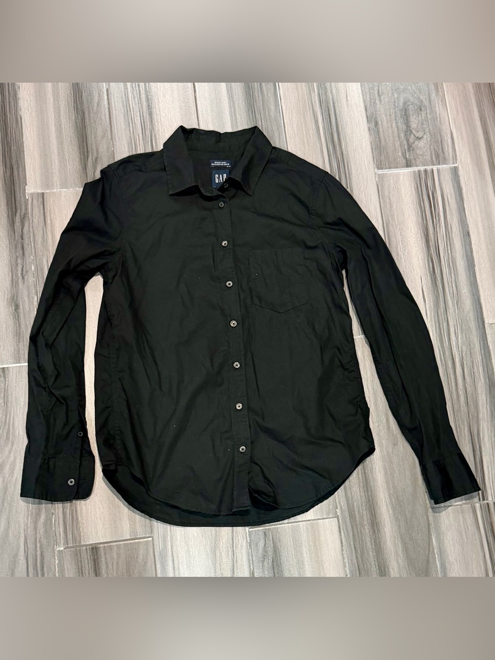 GAP Black Women's Button-Down Perfect Shirt 80s Superfine Poplin